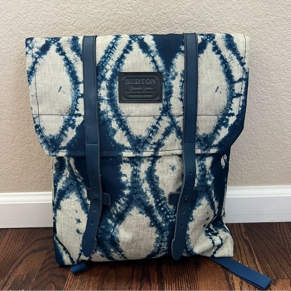 Burton Taylor Backpack Canvas Blue Tie Dye Snowboarding Daypack Laptop School, main image 13